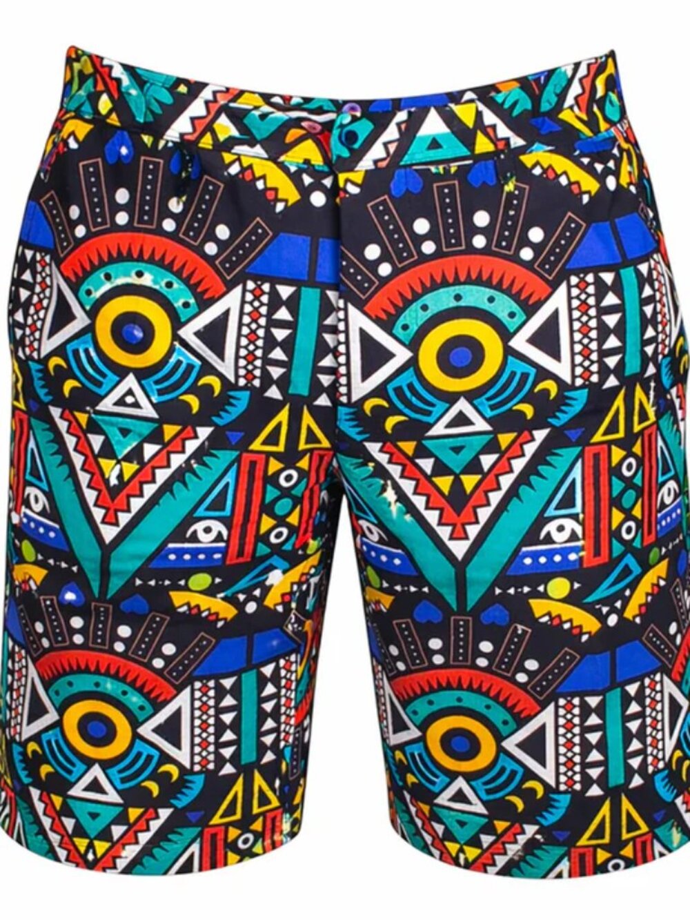 Black Geometric Ankara Shorts